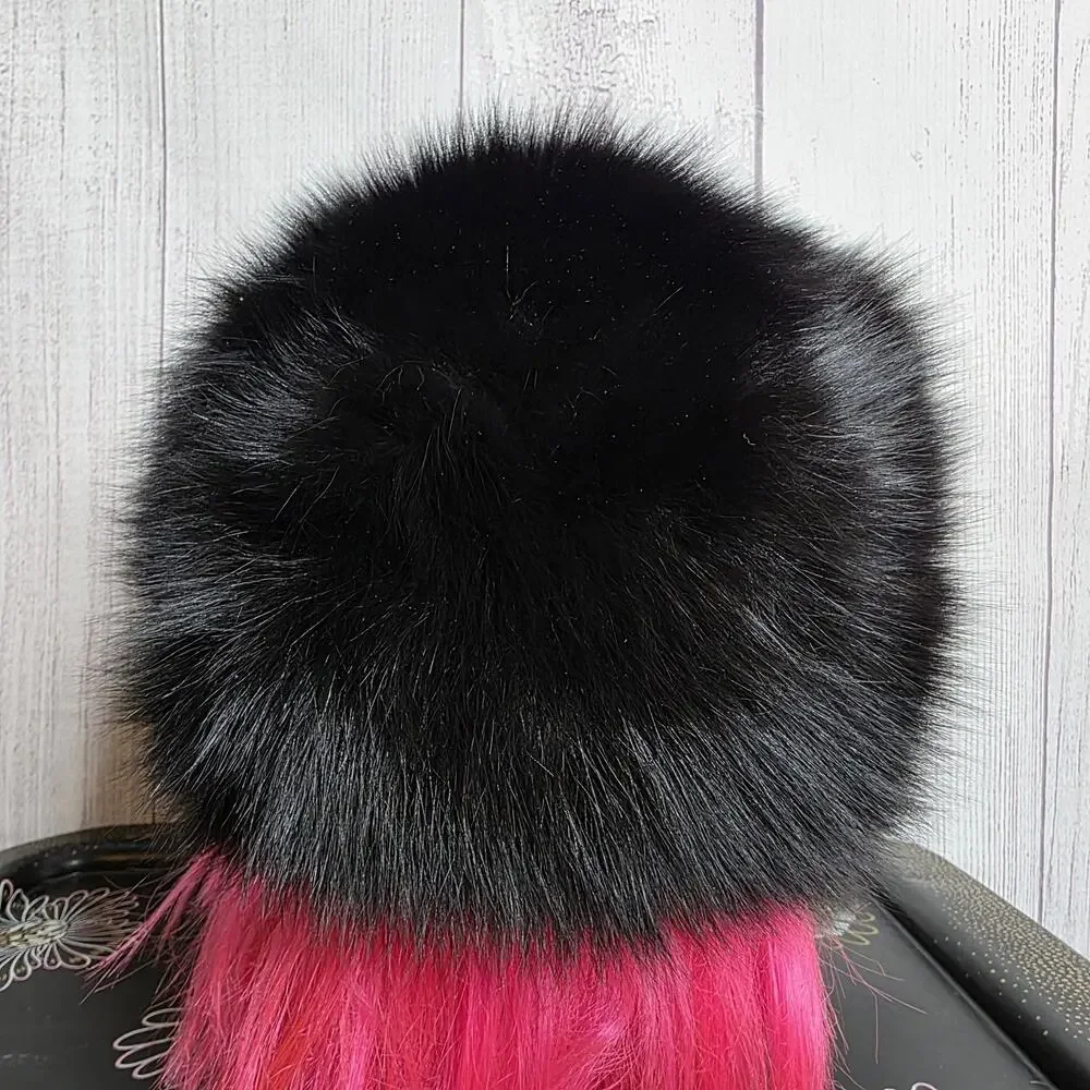 Vintage Black Fur Hat Womens Russian Cossack Winter Genuine Fur Plush
